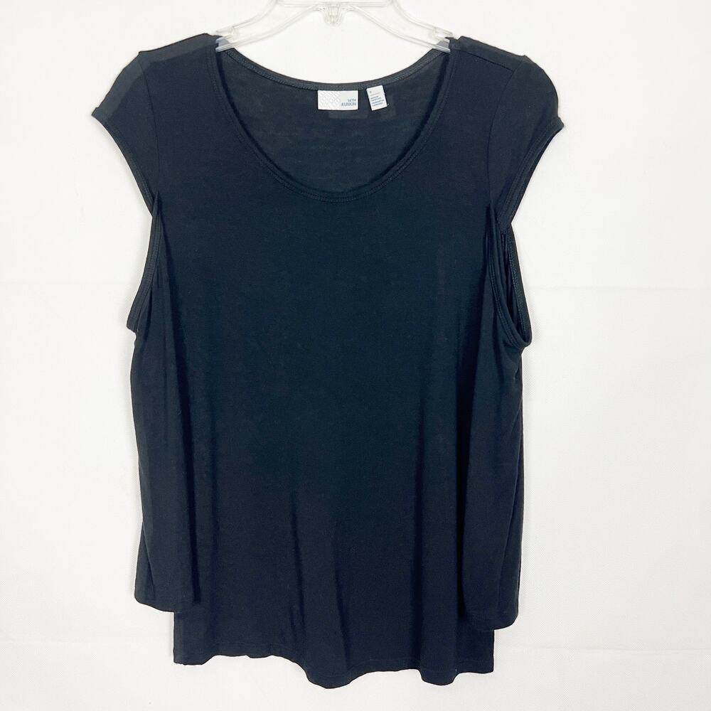 14th & Union Cut Out Sleeve Black Top Size Small